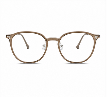 Latte Brown women's TR90 and alloy soft-square full-rim glasses, front product view
