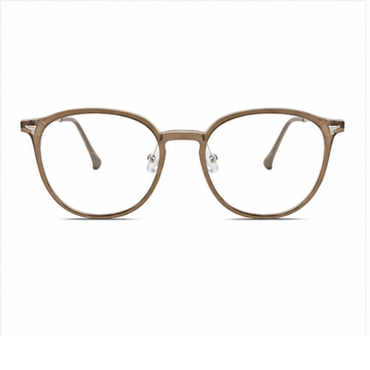 Latte Brown women's TR90 and alloy soft-square full-rim glasses, front product view