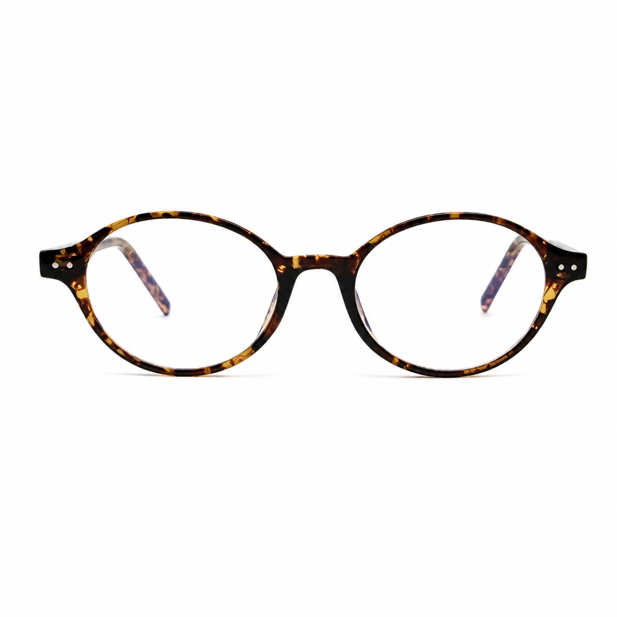 Leopard acetate oval full-rim glasses, front product view