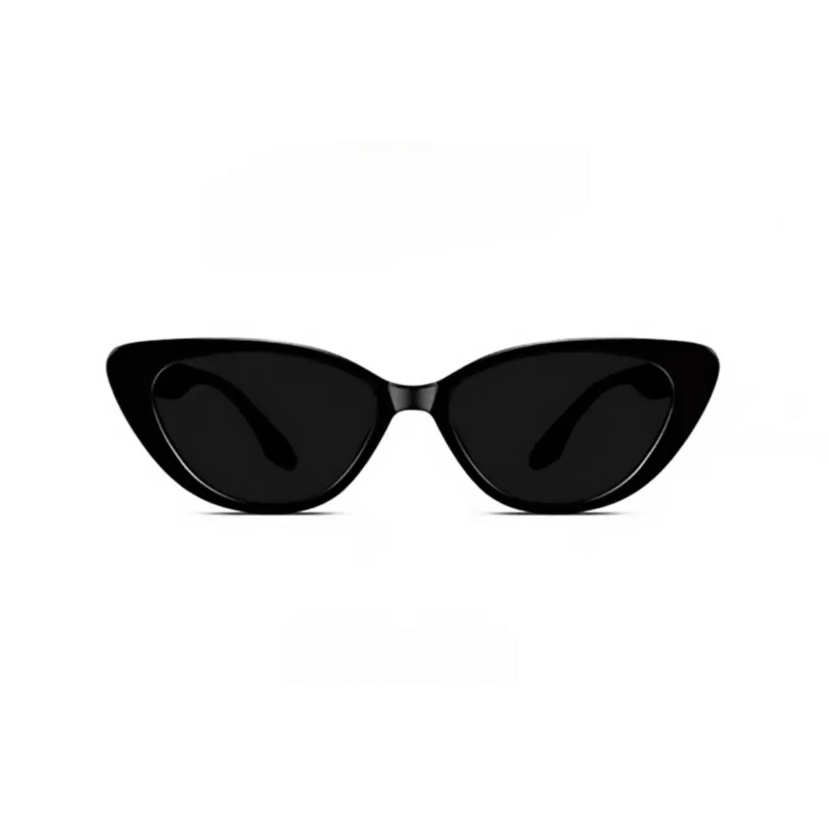 Women’s Black full-rim small cat-eye sunglasses, straight-on product view