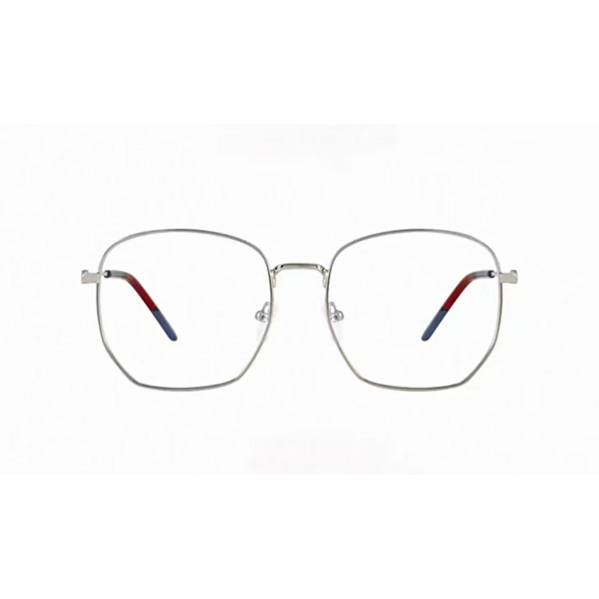 Silver men's oversized titanium full-rim glasses, front product view