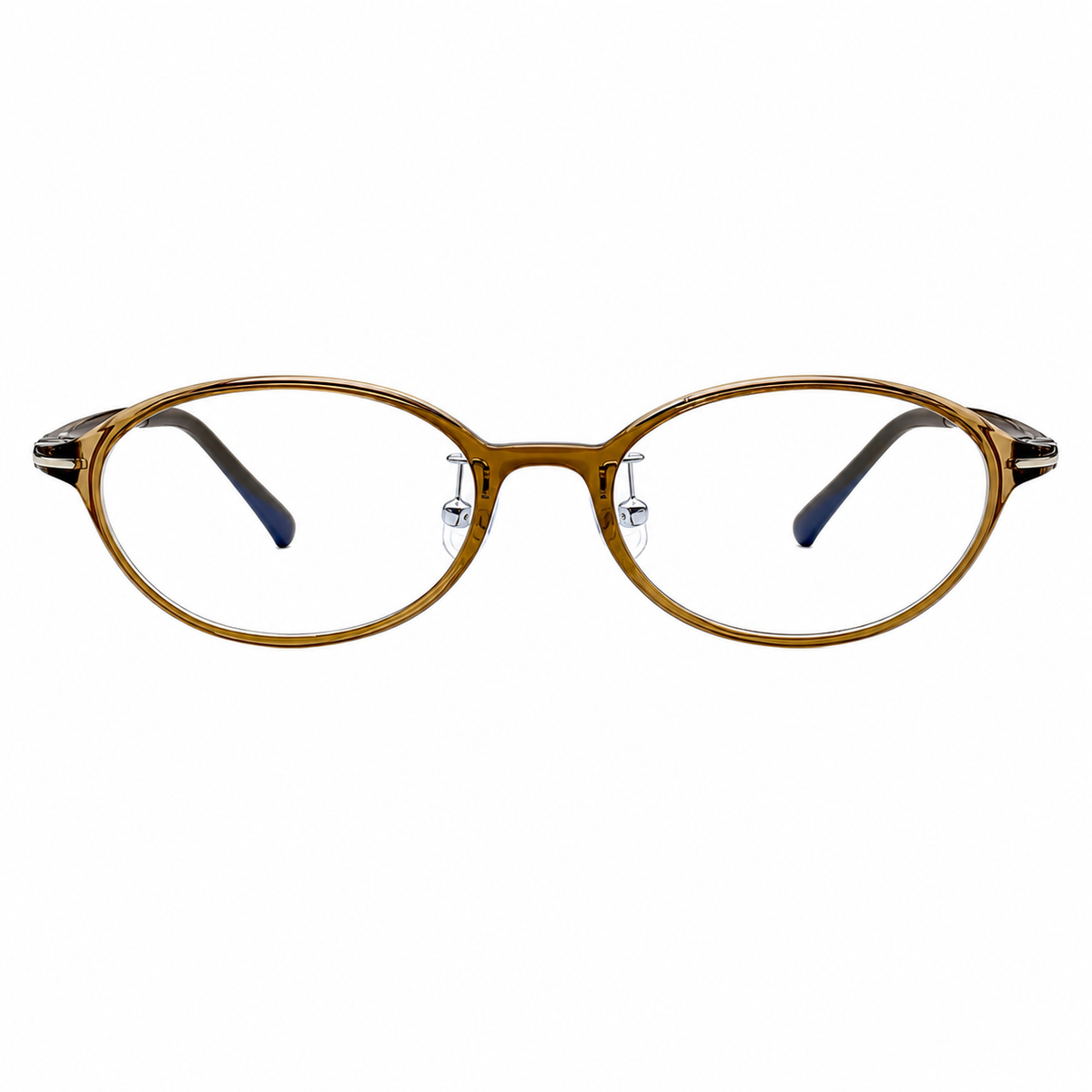 Mocha Brown TR90 small-fit oval full-rim glasses, front product view