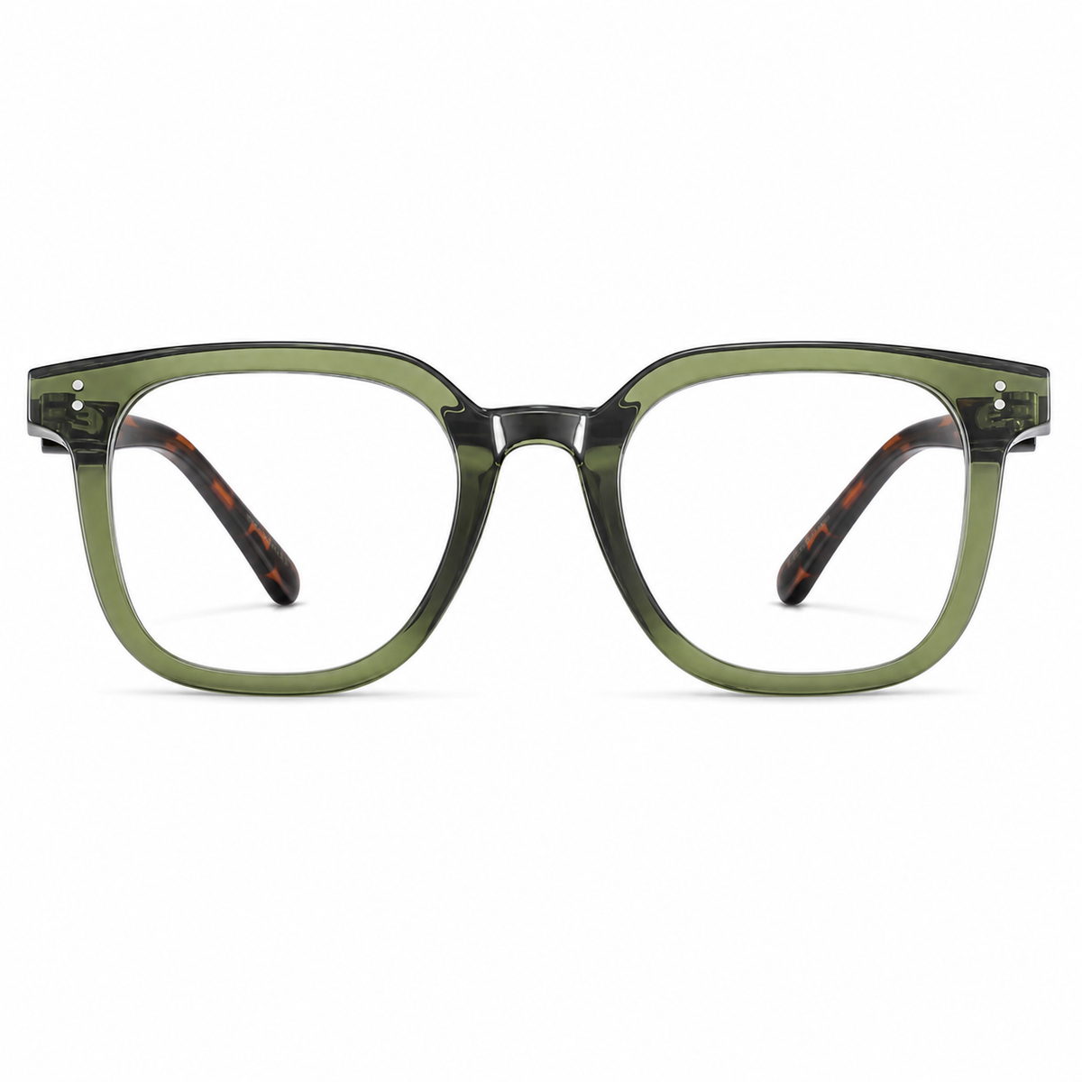 Olive Green TR90 intellectual oversized rounded-square full-rim glasses, front product view