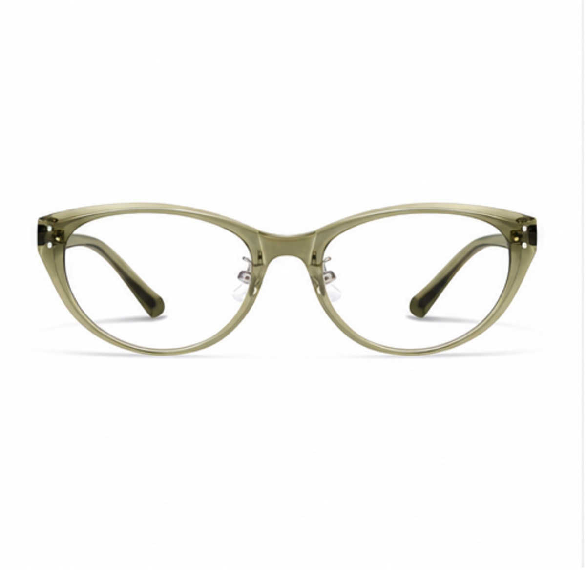 Olive Green women's retro TR90 cat-eye full-rim glasses, front product view