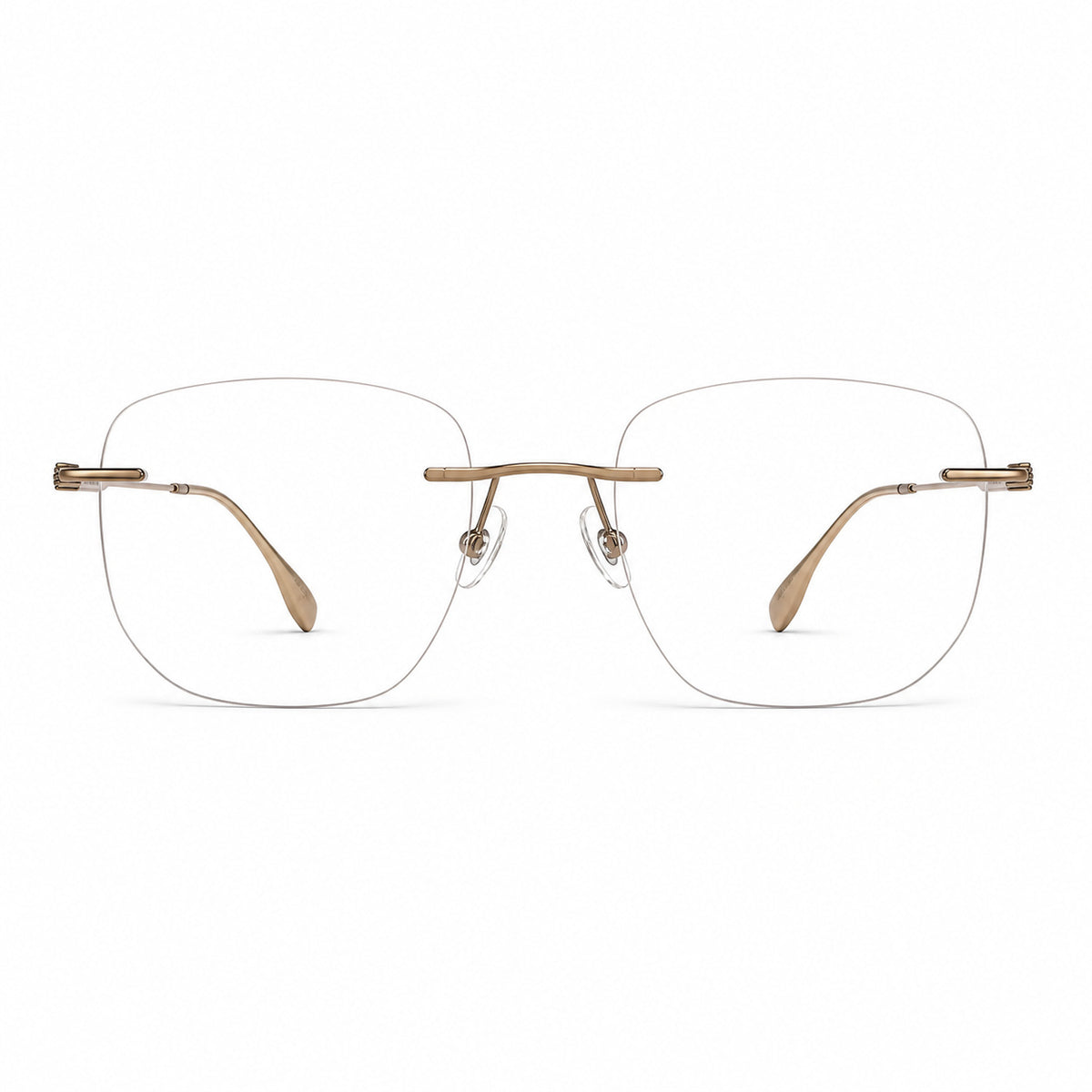 Antique Bronze women's titanium rimless softly-square leaf-temple glasses, front product view
