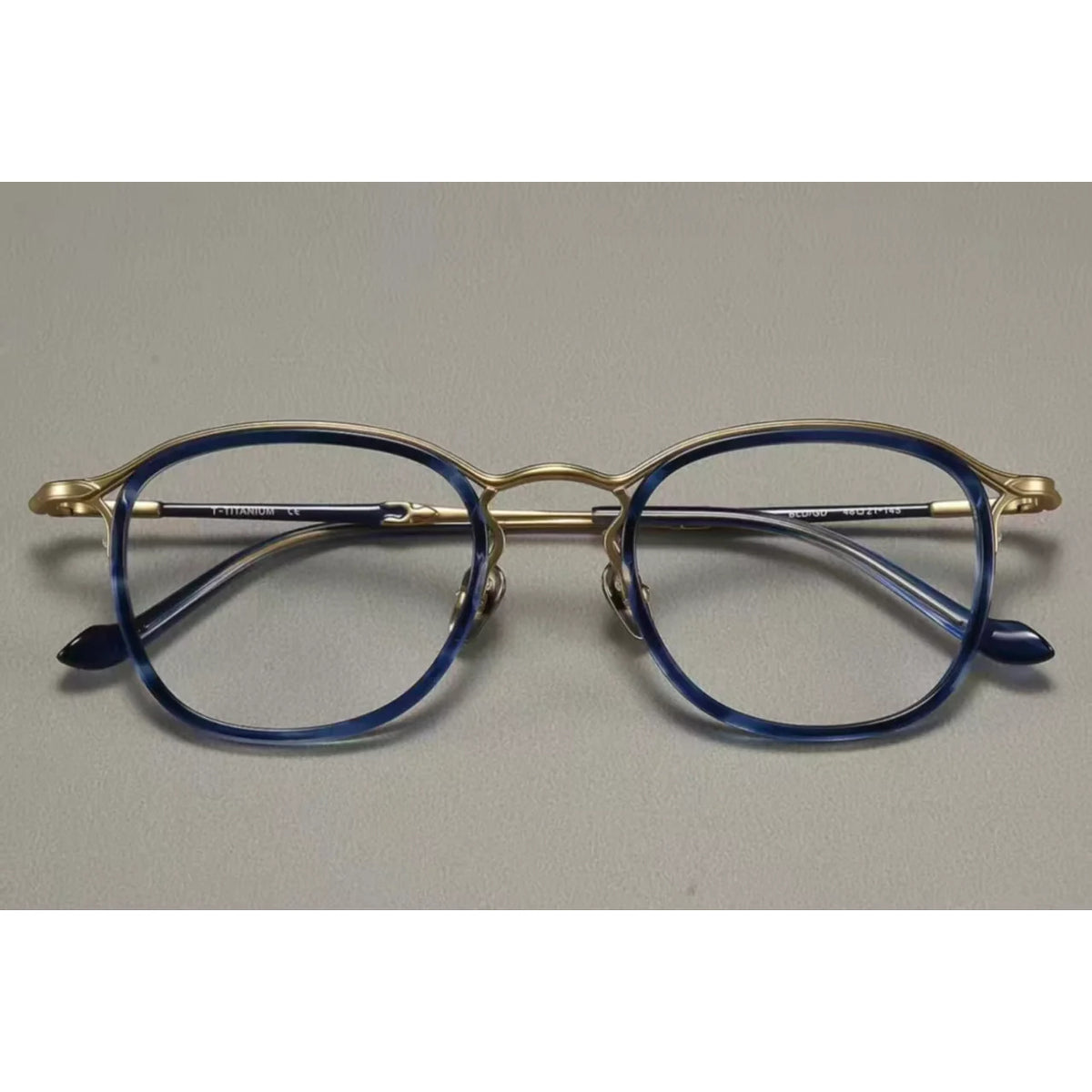 Blue&Gold men's titanium-acetate full-rim round-square glasses, front product view