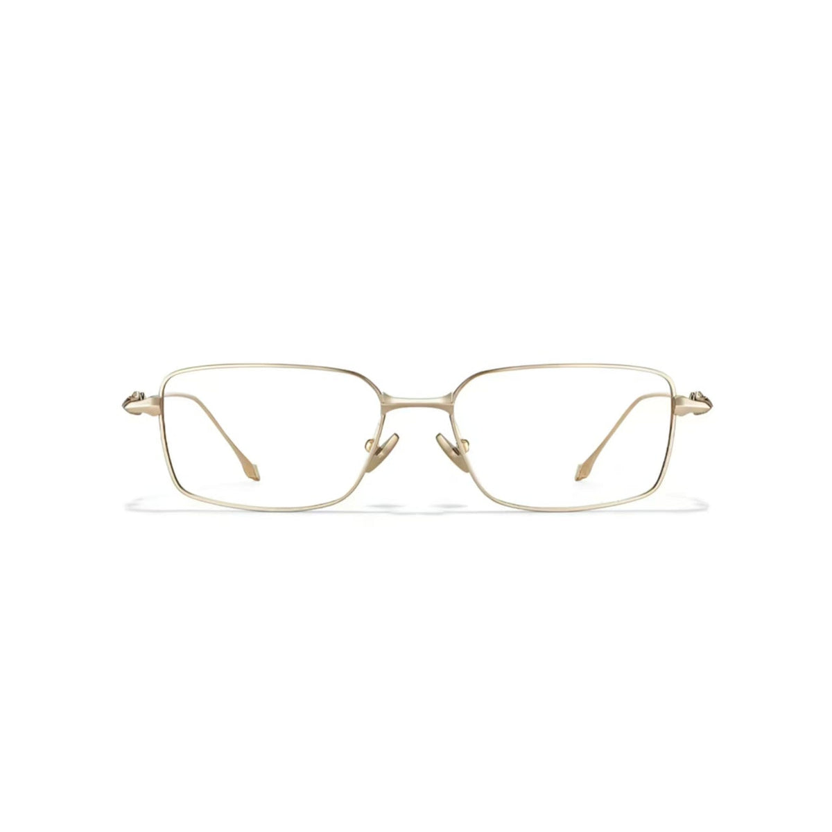 Gold unisex ultralight titanium narrow rectangular glasses, front product view
