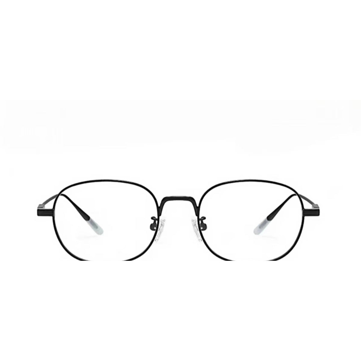 Black unisex small oval glasses, front product view