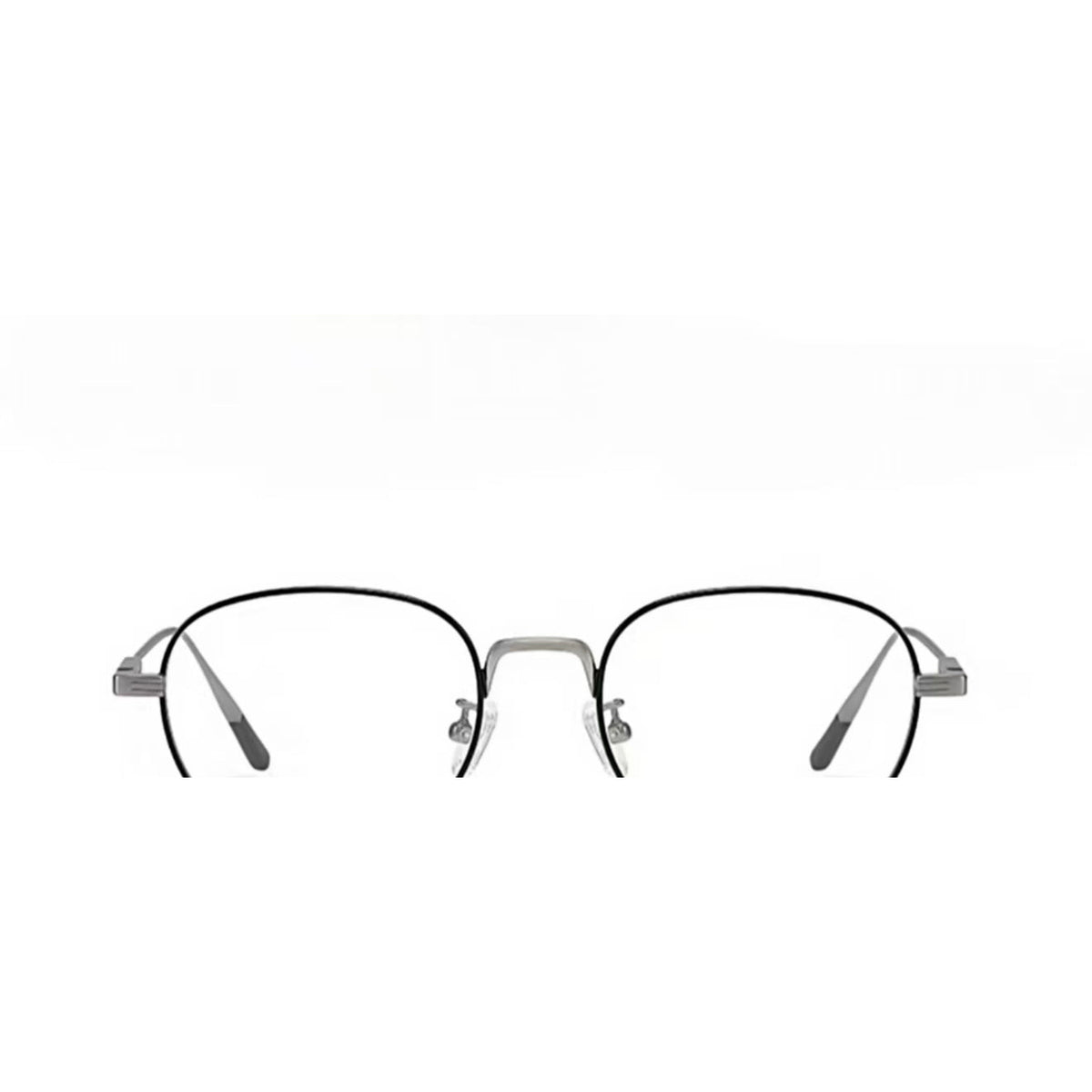 Silver&Black unisex small oval glasses, front product view