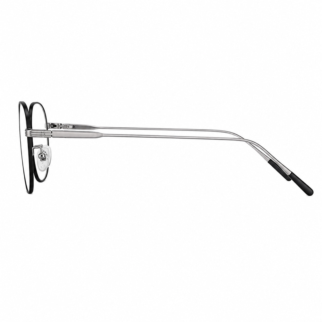 Silver&Black unisex small oval glasses, side product view