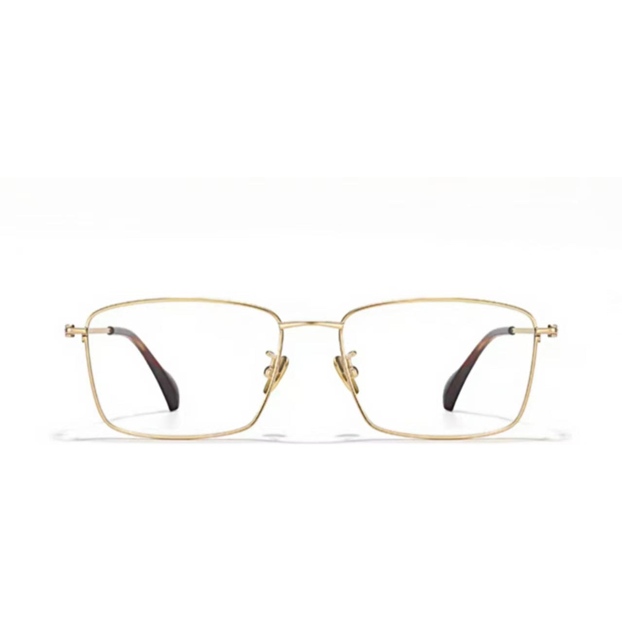 Gold unisex ultralight shallow square glasses, front product view