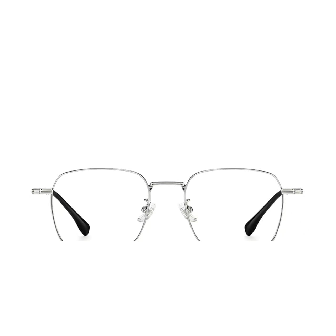 Silver unisex ultralight shallow square glasses, front product view