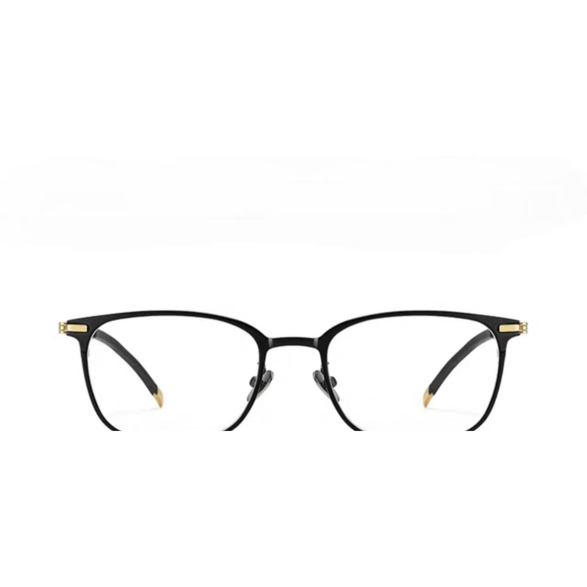 Black&Gold men's ultralight titanium-alloy square glasses, front product view