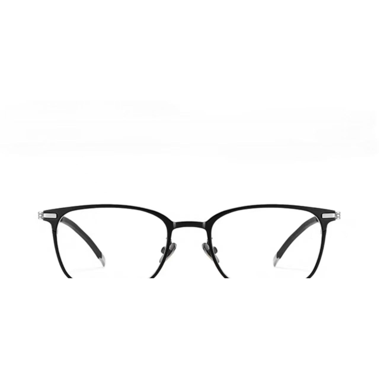 Gray&Black men's ultralight titanium-alloy square glasses, front product view