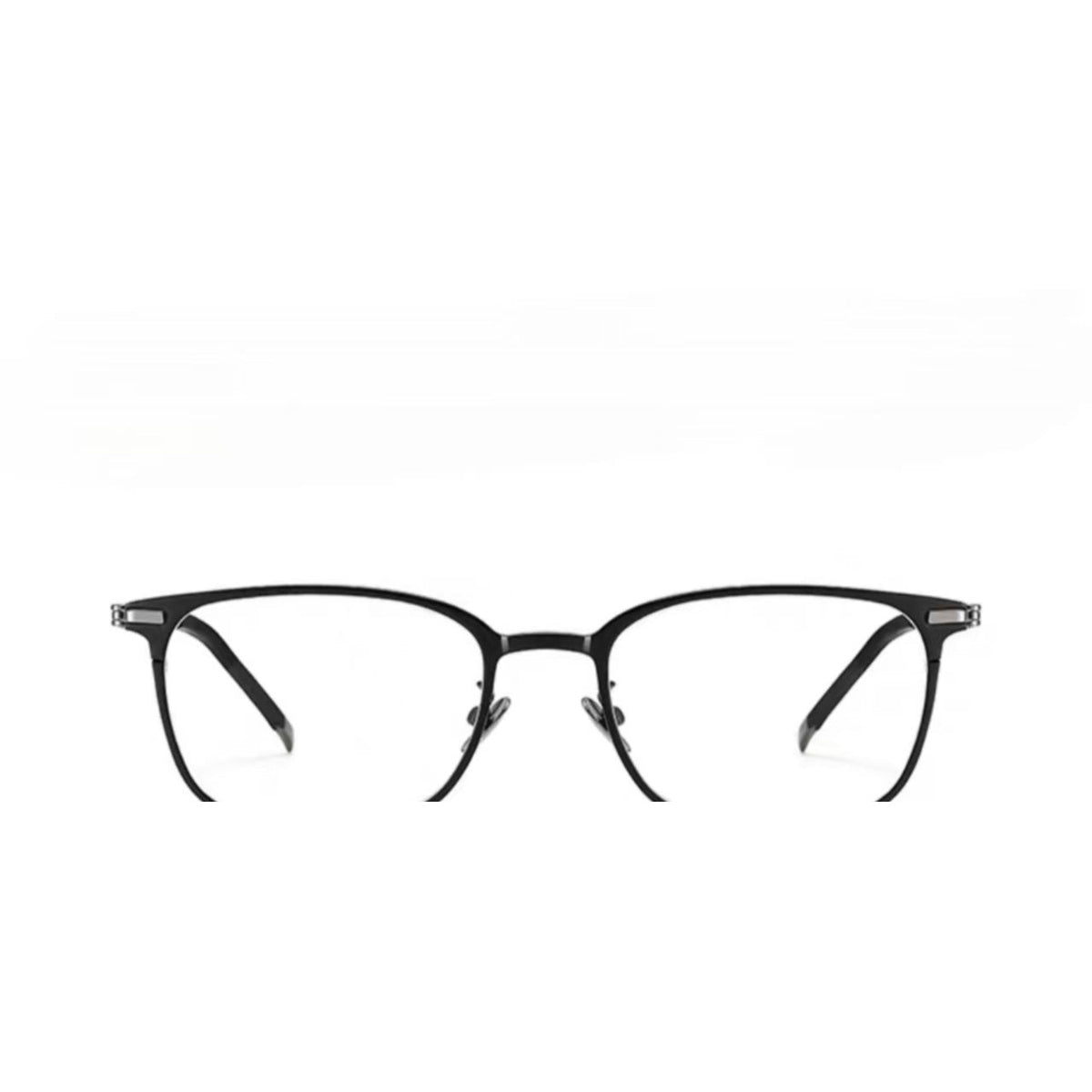 Silver&Black men's ultralight titanium-alloy square glasses, front product view