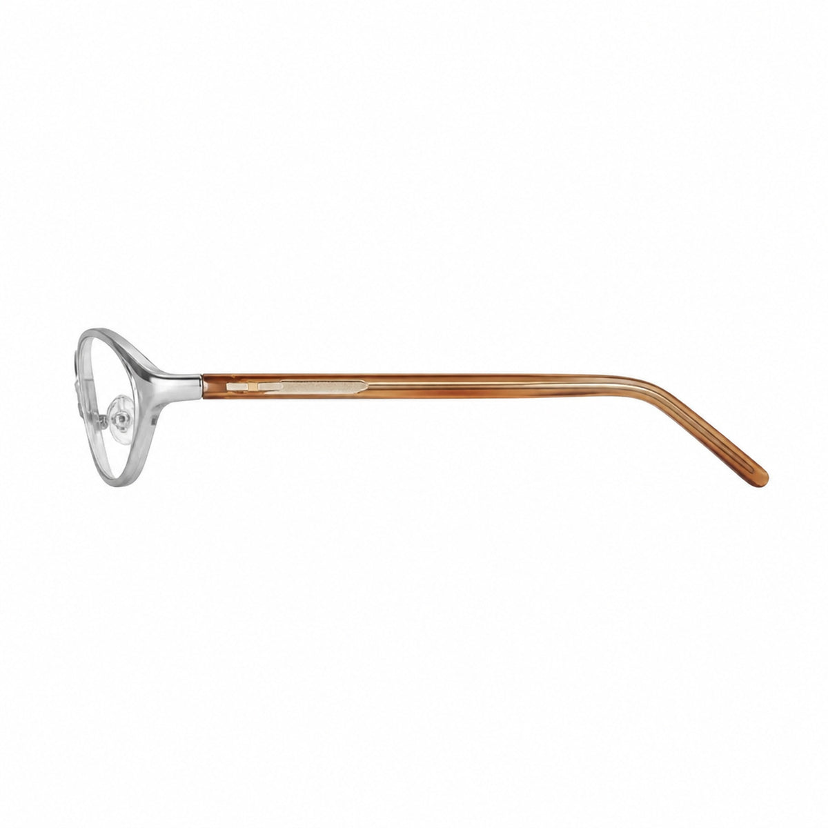 Brown unisex narrow oval acetate-alloy glasses, side product view