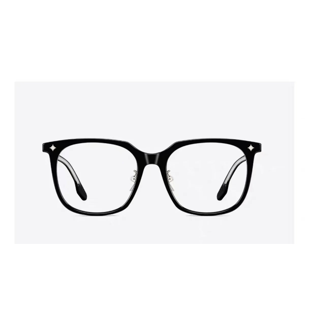 Black unisex oversized TR90 square glasses, front product view