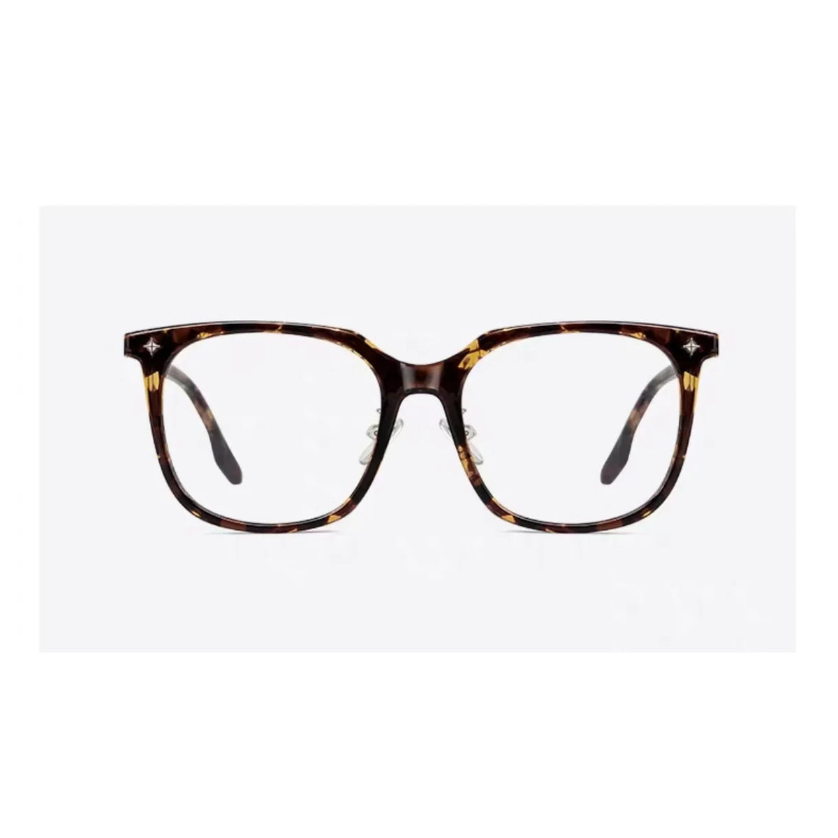 Tortoise Shell unisex oversized TR90 square glasses, front product view