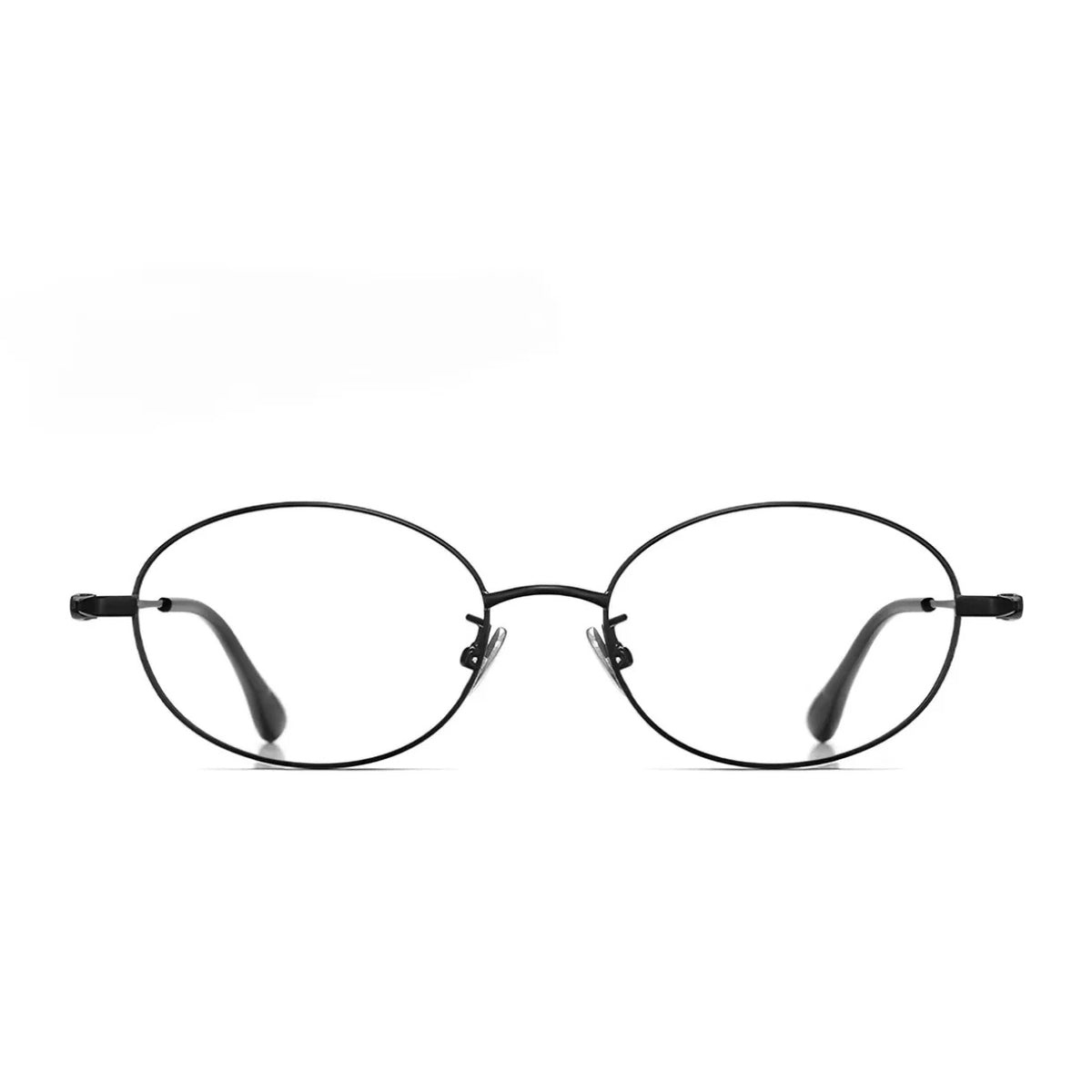 Black women's ultralight oval metal glasses, front product view