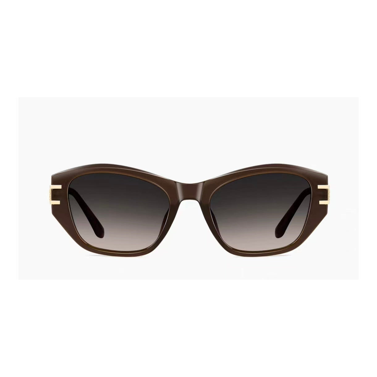 Amber Brown women's ornate-temple cat-eye UV400 sunglasses, front product view