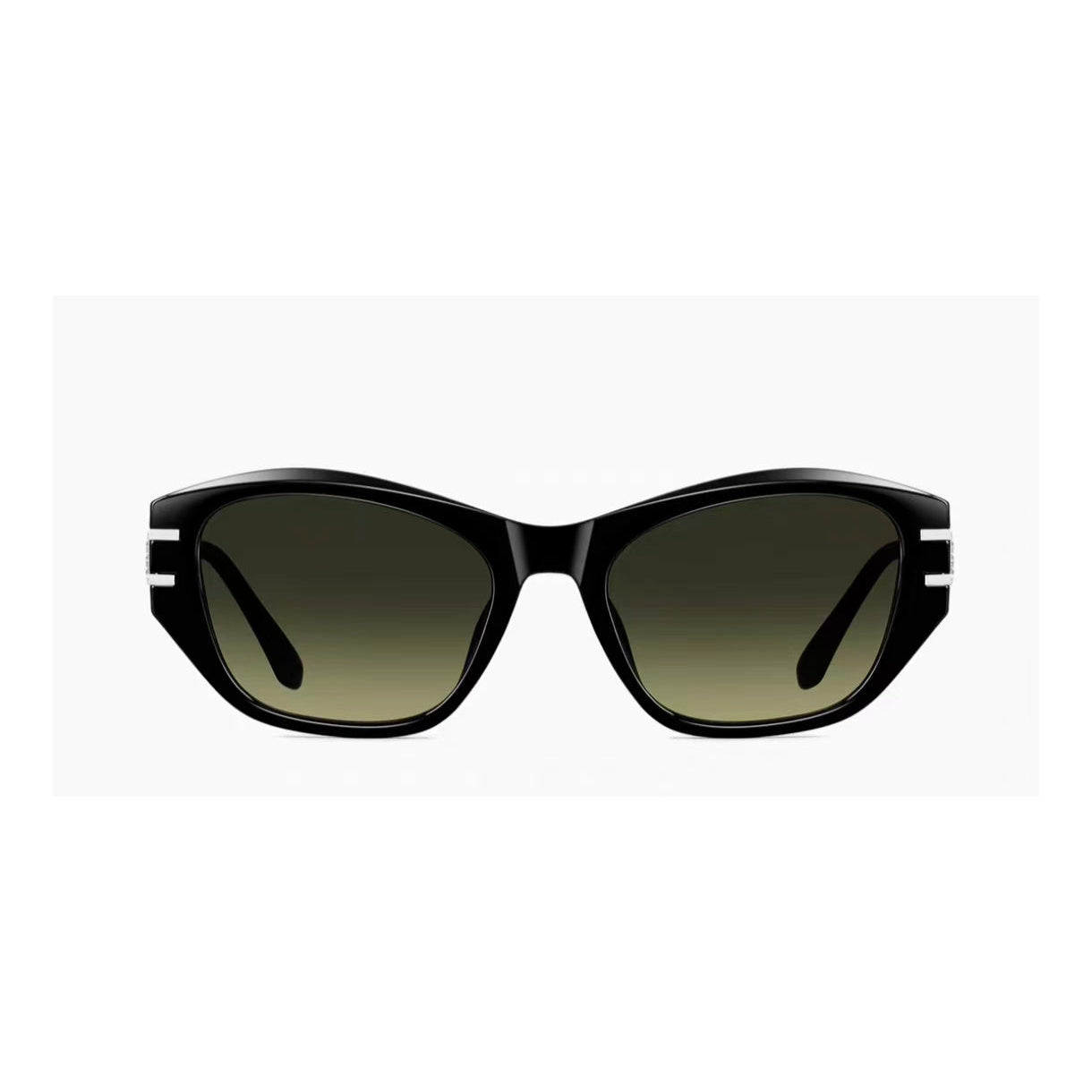 Crystal Green women's ornate-temple cat-eye UV400 sunglasses, front product view