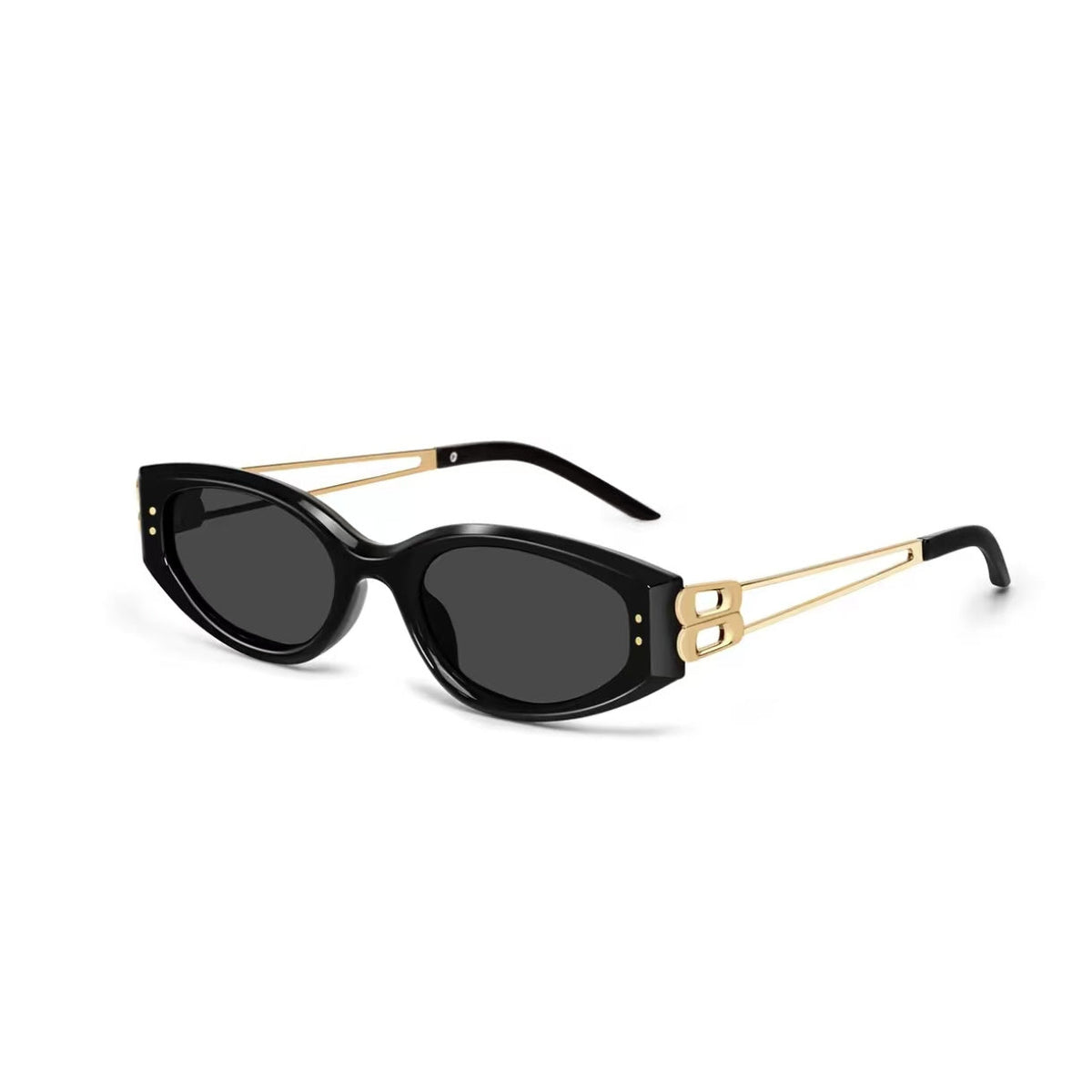 Black & Gold women's slim cat-eye polarised UV400 sunglasses, 45-degree product view