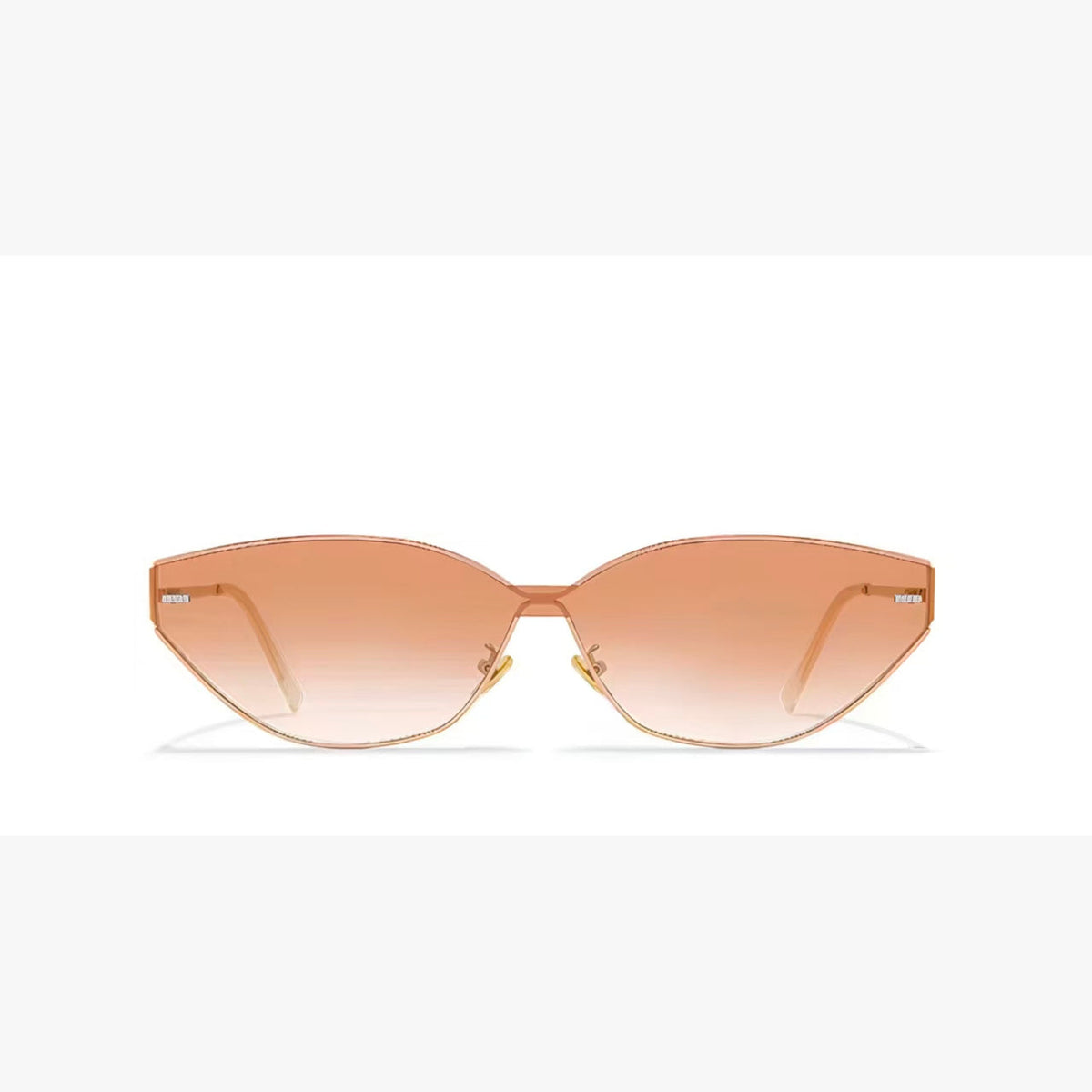Burnt Orange women's angular rimless UV400 sunglasses, front product view