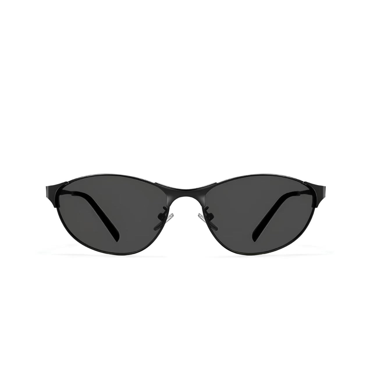 Black women's metal cat-eye sunglasses, front product view