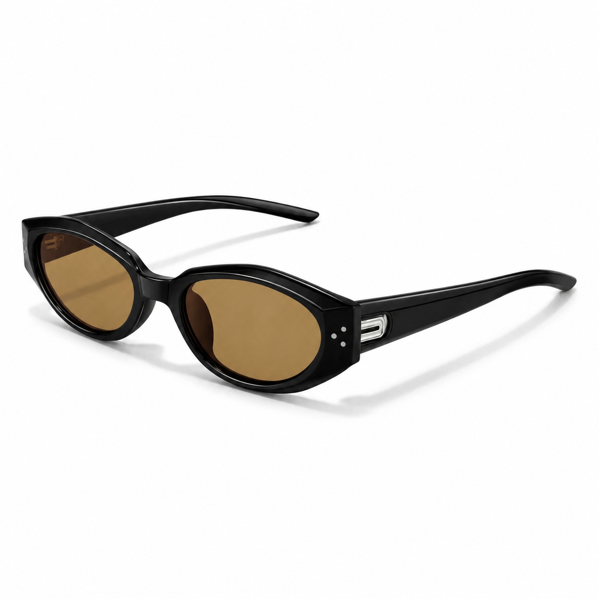 Dark Tortoise Men's Polycarbonate Narrow Cat-Eye UV400 Sunglasses, 45-degree product view