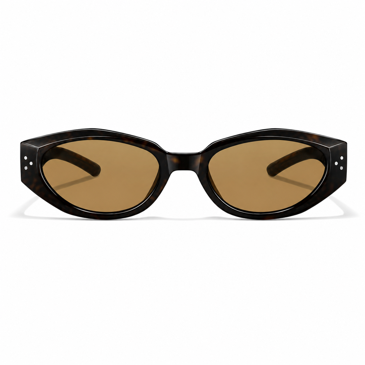 Dark Tortoise Men's Polycarbonate Narrow Cat-Eye UV400 Sunglasses, clean front product view
