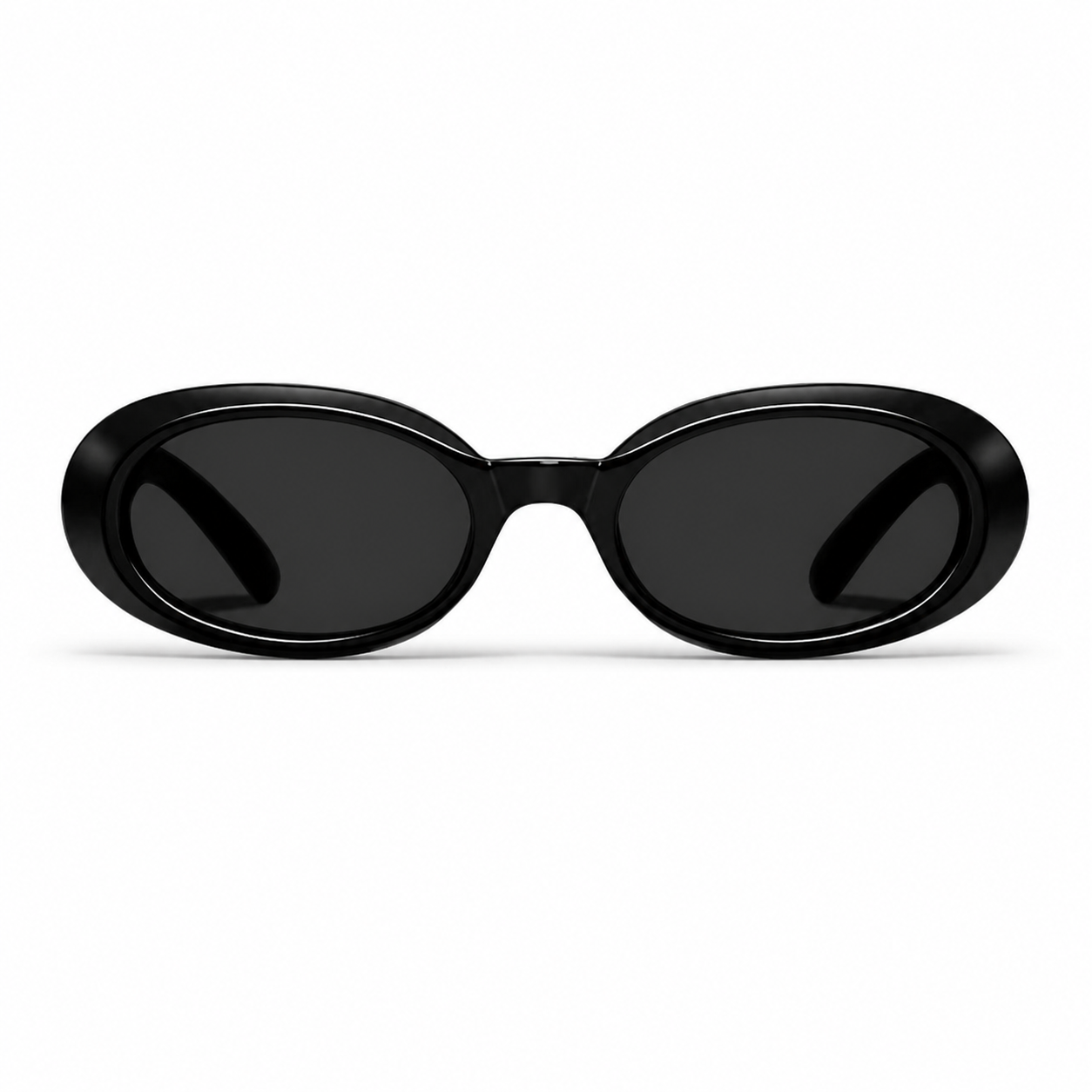 Black Women's Polycarbonate Oval UV400 Sunglasses, clean front product view