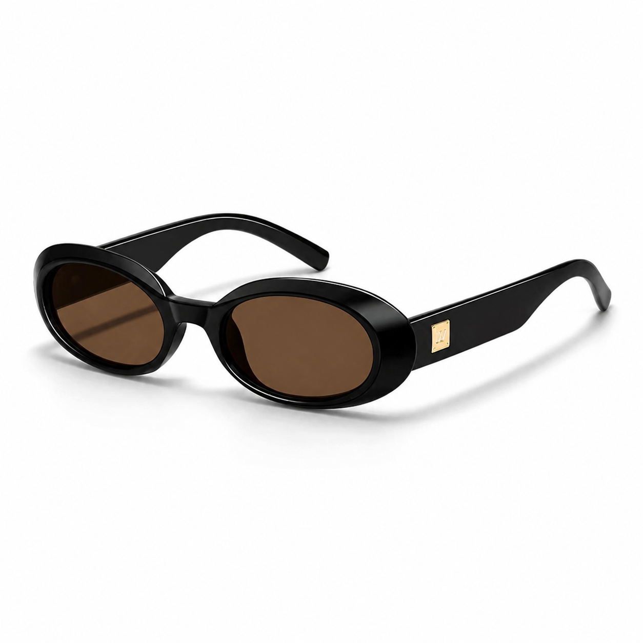 Dark Tortoise Women's Polycarbonate Oval UV400 Sunglasses, 45-degree product view