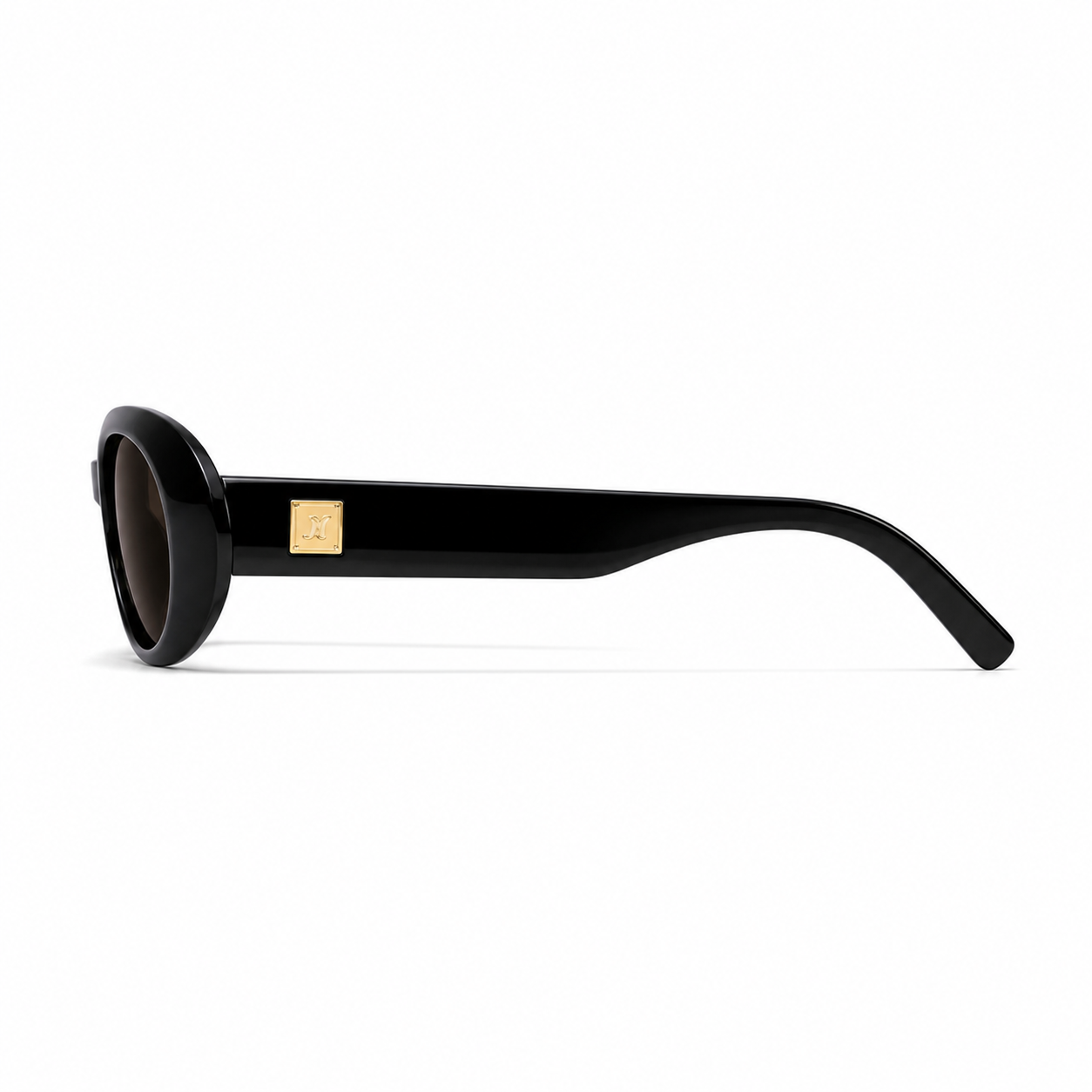 Dark Tortoise Women's Polycarbonate Oval UV400 Sunglasses, side temple product view