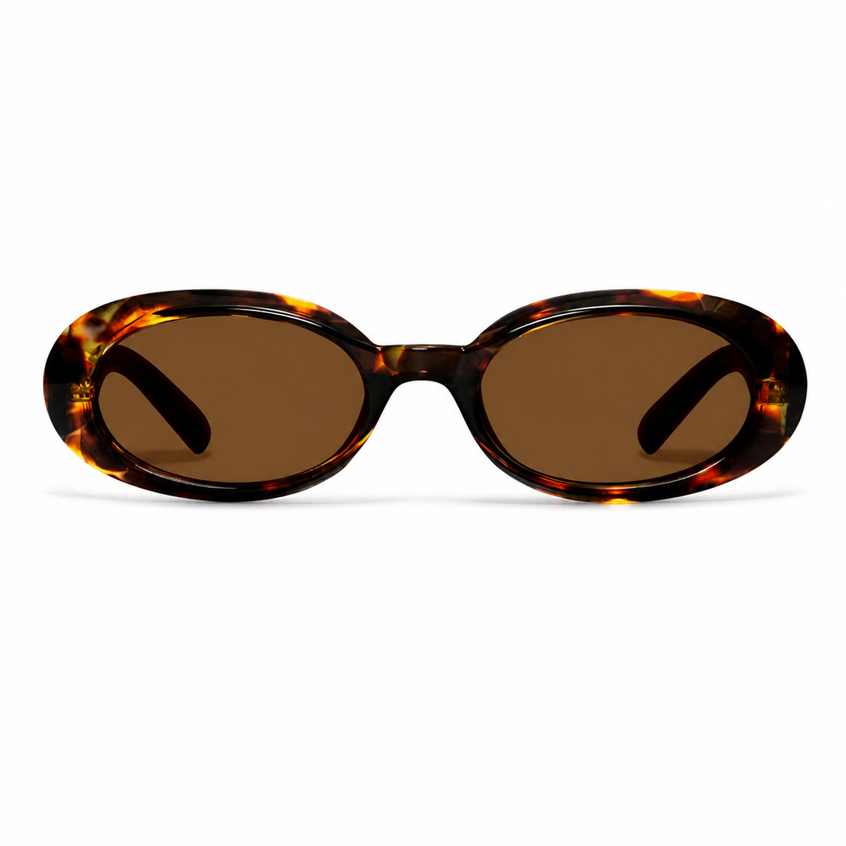 Tortoise Shell Women's Polycarbonate Oval UV400 Sunglasses, clean front product view