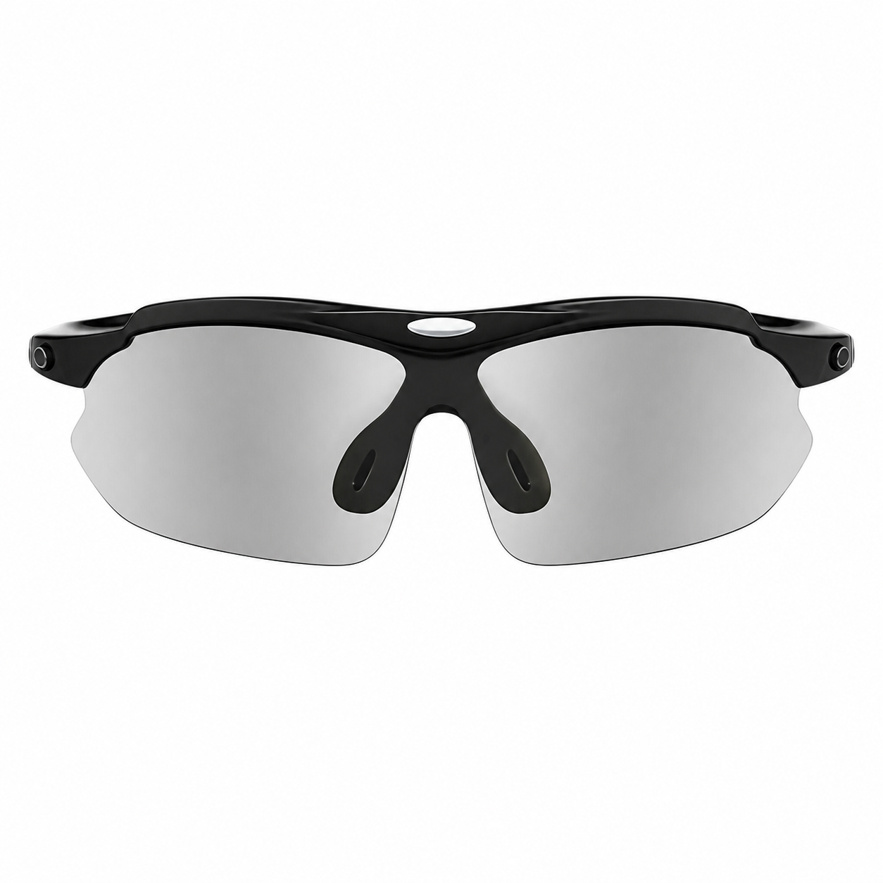 Black Frame/Photochromic Grey Lens Unisex PC-Rubber Photochromic Cycling Glasses, clean front product view