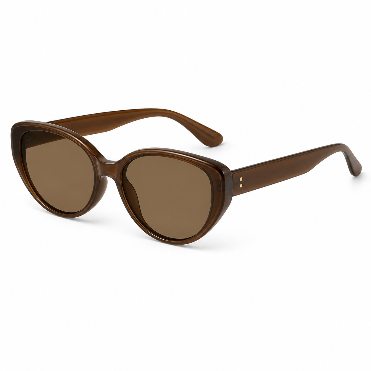 Chestnut Brown women's full-rim cat-eye UV sunglasses, 45-degree product view