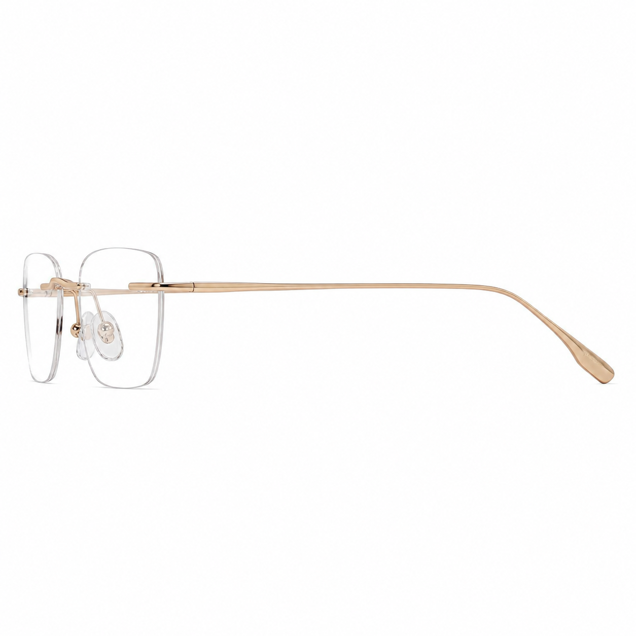 Gold Chic Minimalist Rimless Glasses, true side-profile product view