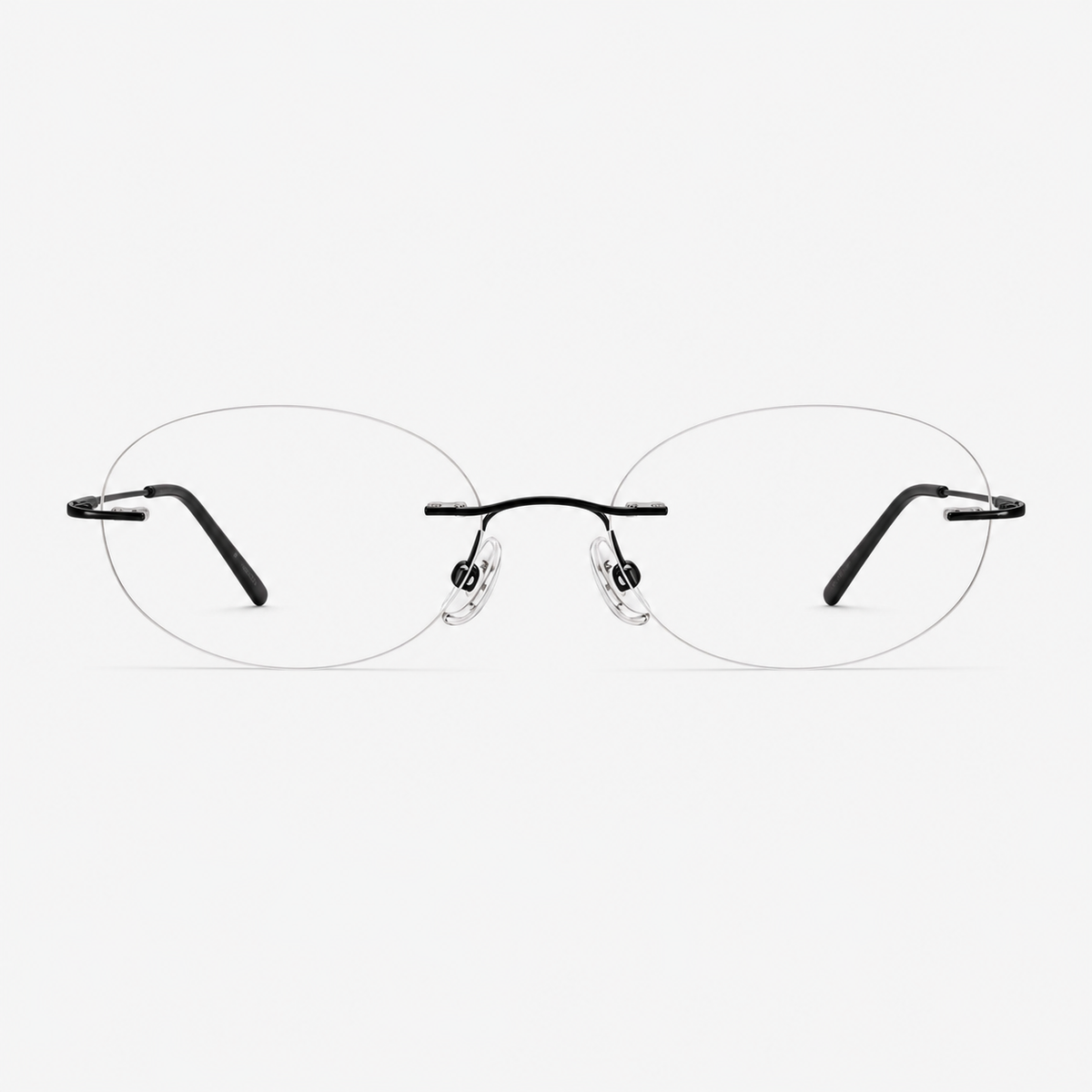 Black women's titanium rimless oval glasses, front product view
