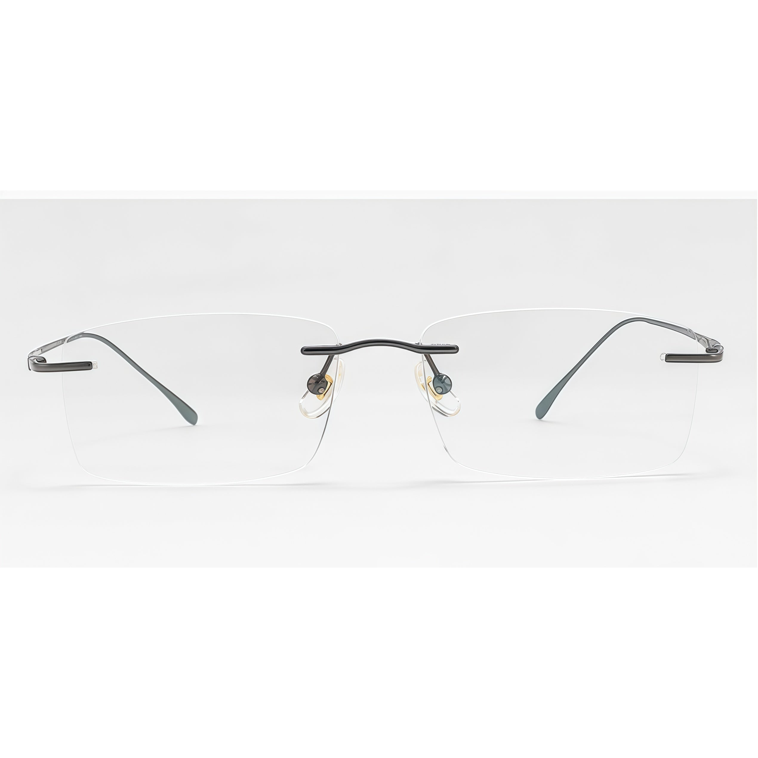 Gunmetal Unisex Pure Titanium Rimless Rectangular Glasses, clean front product view