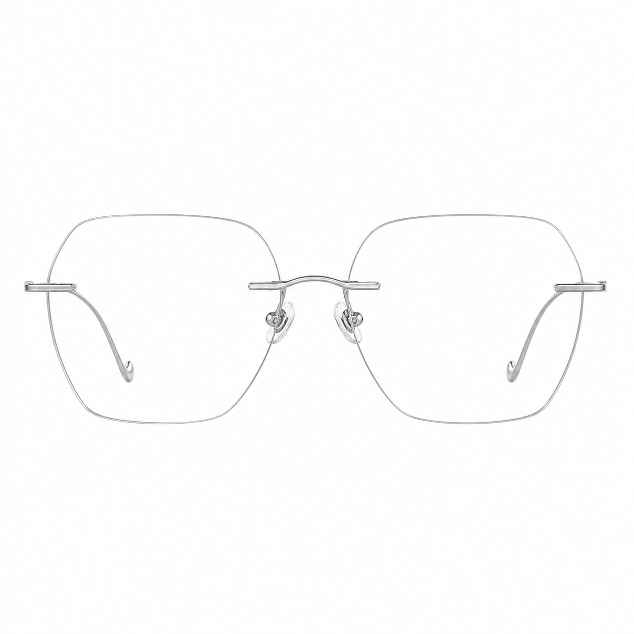 Silver Women's Pure Titanium Rimless Soft-Square Glasses, clean front product view