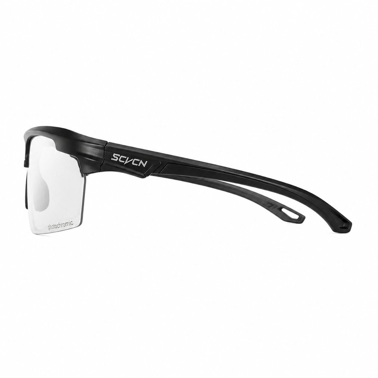 Black Frame/Photochromic Black Lens Day & Night Outdoor Sports Sunglasses, true side-profile product view