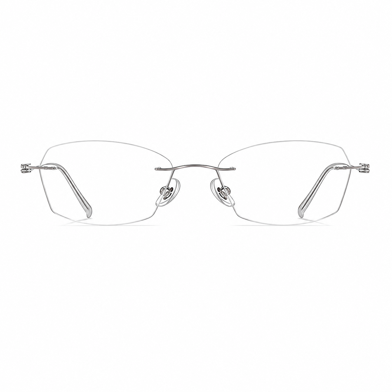 Gunmetal Women's Geometric Pure Titanium Rimless Glasses, clean front view