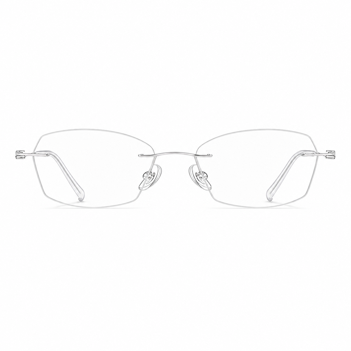 Silver Women's Geometric Pure Titanium Rimless Glasses, clean front view