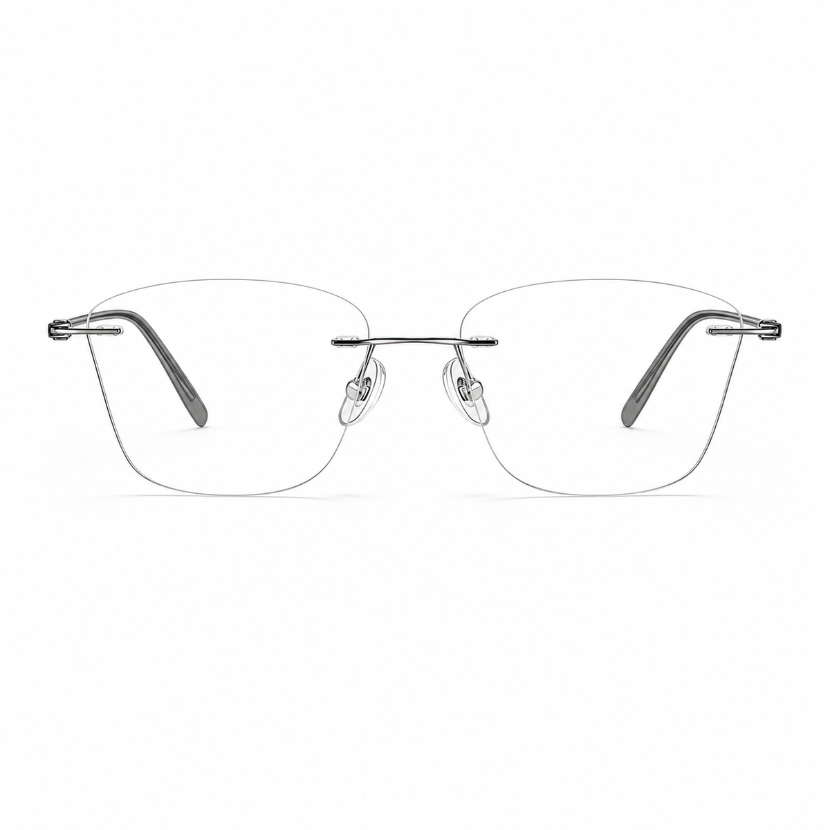 Gunmetal Women's Square Pure Titanium Rimless Glasses, clean front view
