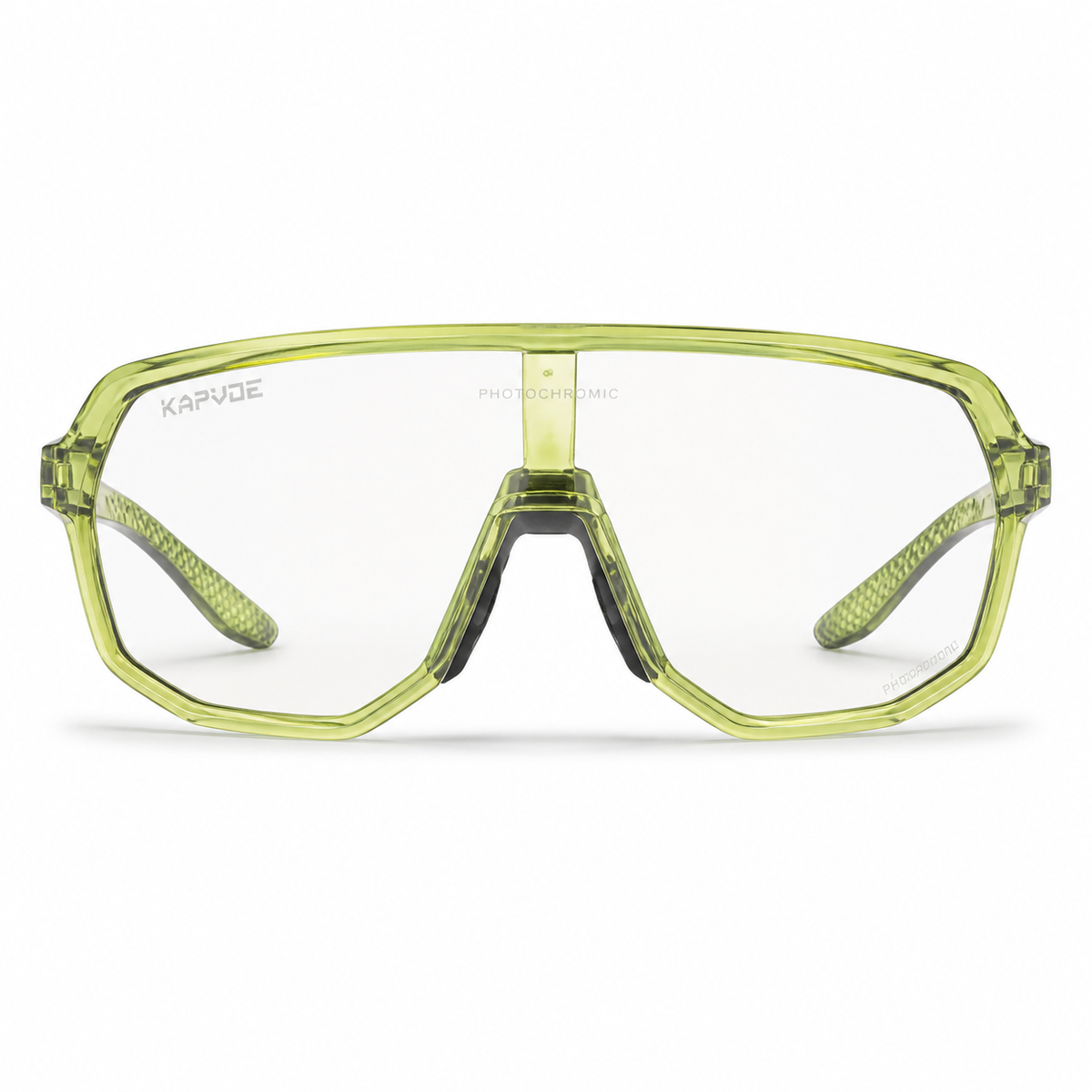 Crystal Green Frame/Photochromic Green Lens Unisex TR Photochromic Full-Rim Cycling Sunglasses, clean front product view