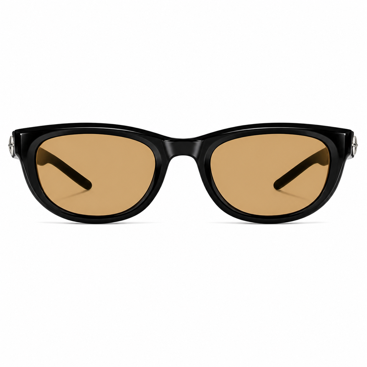 Dark Tea Brown women's small cat-eye UV400 sunglasses, front product view