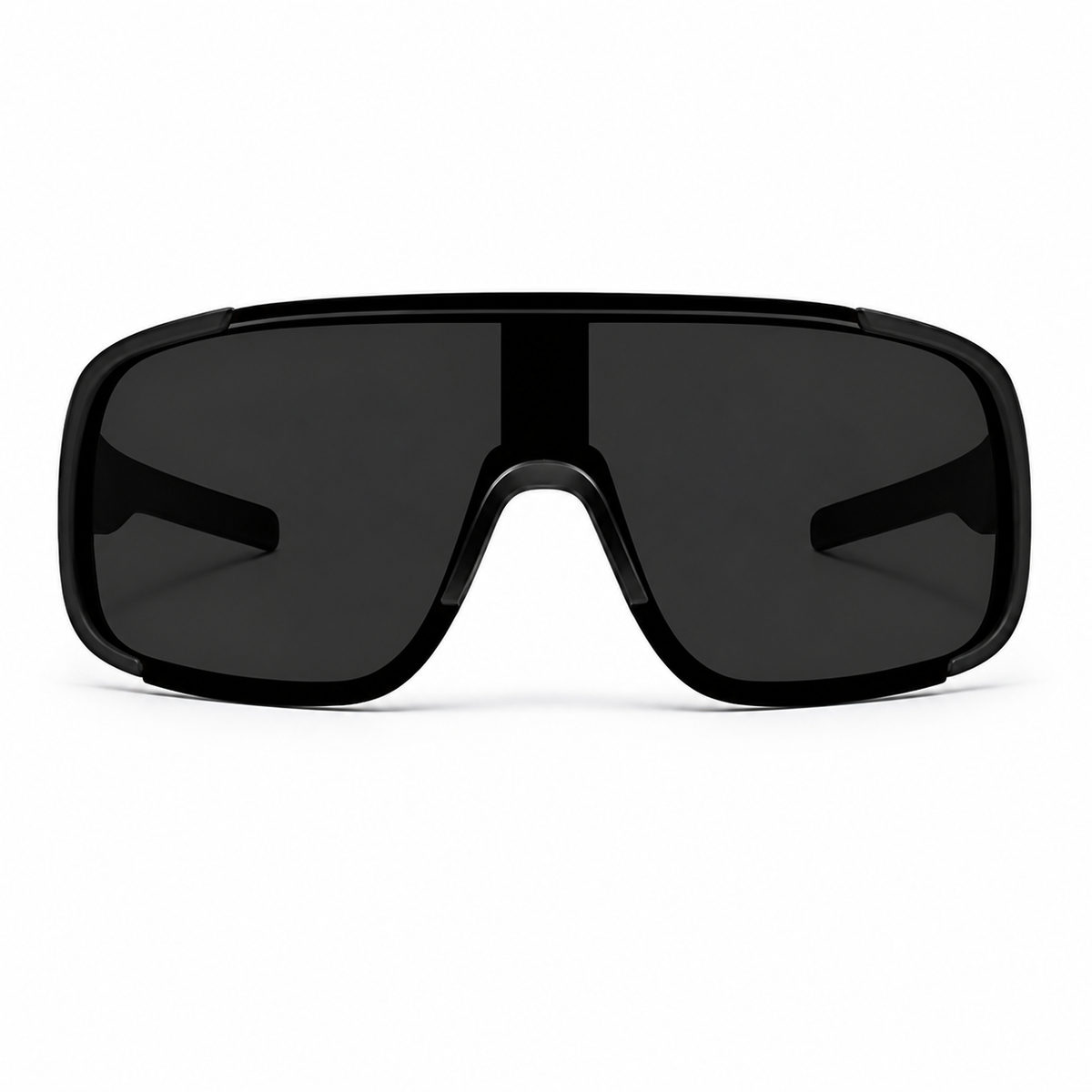 Black Men's Polycarbonate Oversized Shield UV400 Sunglasses, clean front product view
