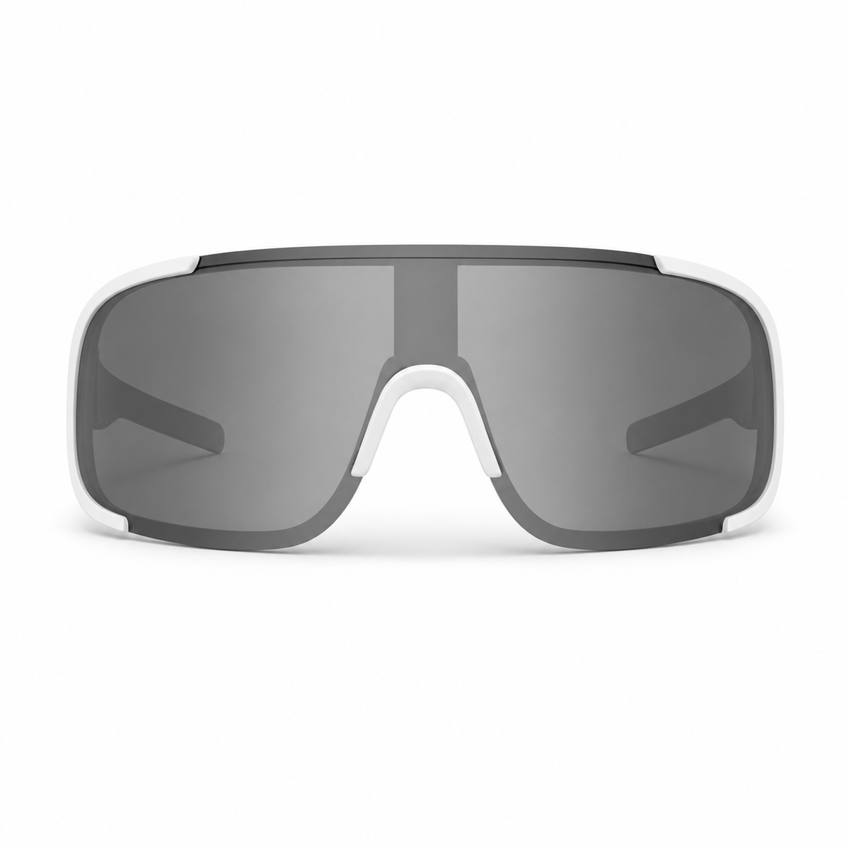 White Men's Polycarbonate Oversized Shield UV400 Sunglasses, clean front product view