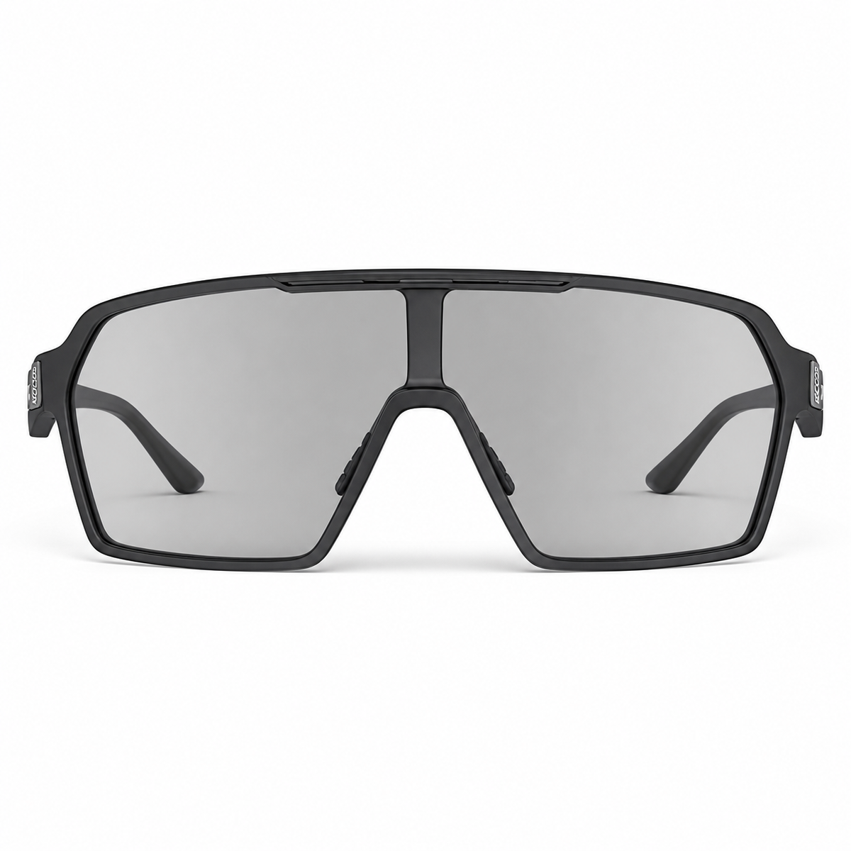 Matte Black Frame/Photochromic Grey Lens Unisex TR90 Photochromic Rectangle Cycling Glasses, clean front product view