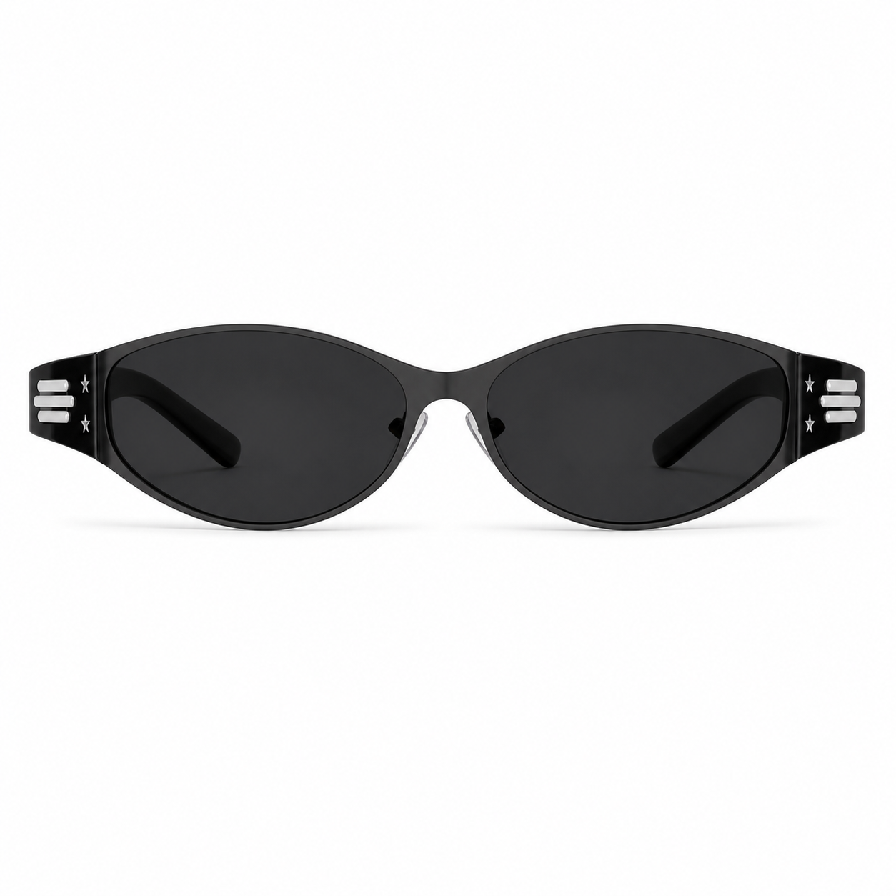 Black women's narrow oval polarised sunglasses, front product view